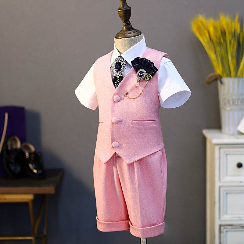 Ensemble de costume formel pour bébé garçon pour mariage d'été, style britannique