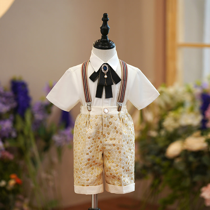 Ensemble de Costume Gilet Été Bébé Garçon Mariage Anniversaire