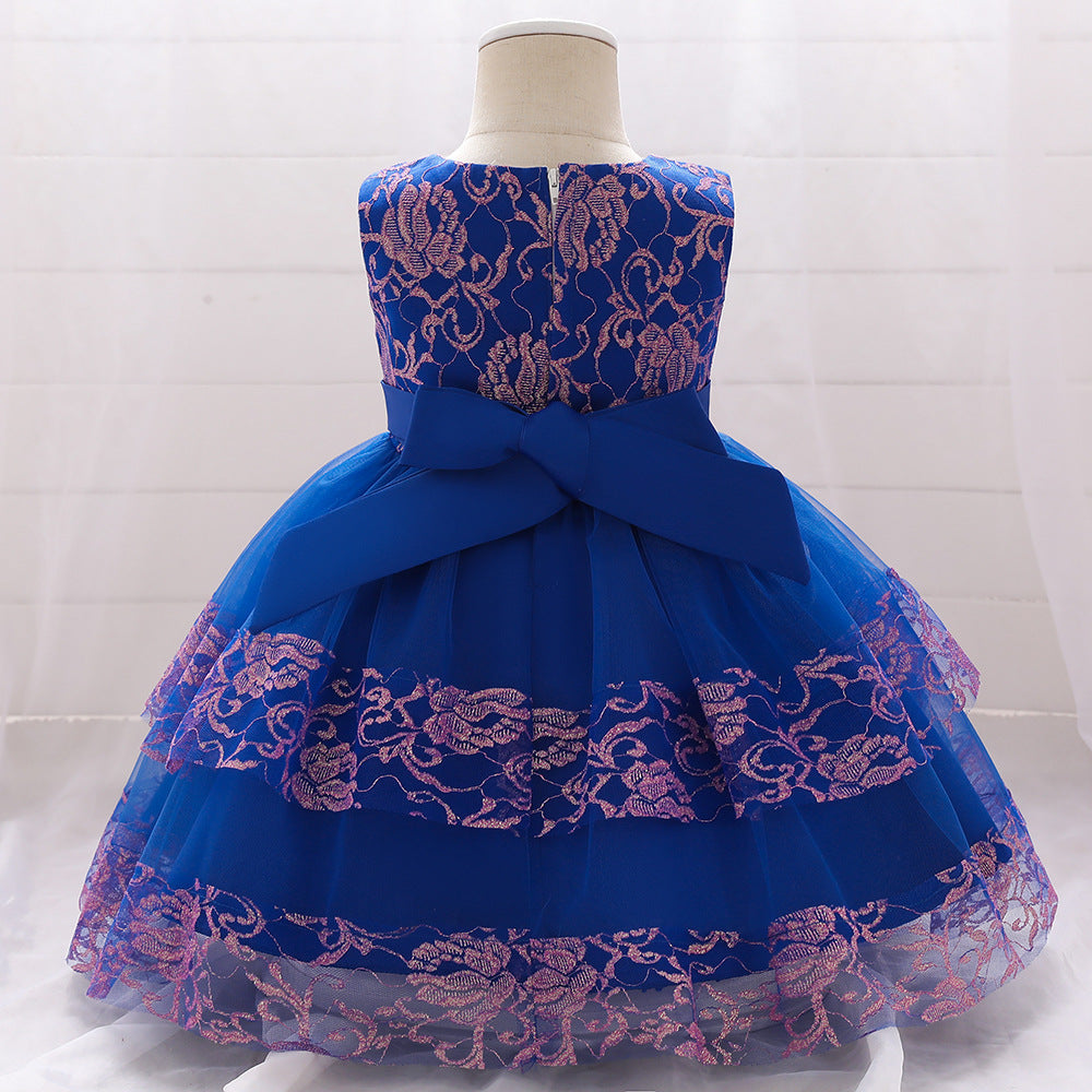 Robes de soirée d'anniversaire pour bébés filles, robes d'été sans manches en dentelle moelleuse et mignonne pour tout-petaines, robes de princesse formelles