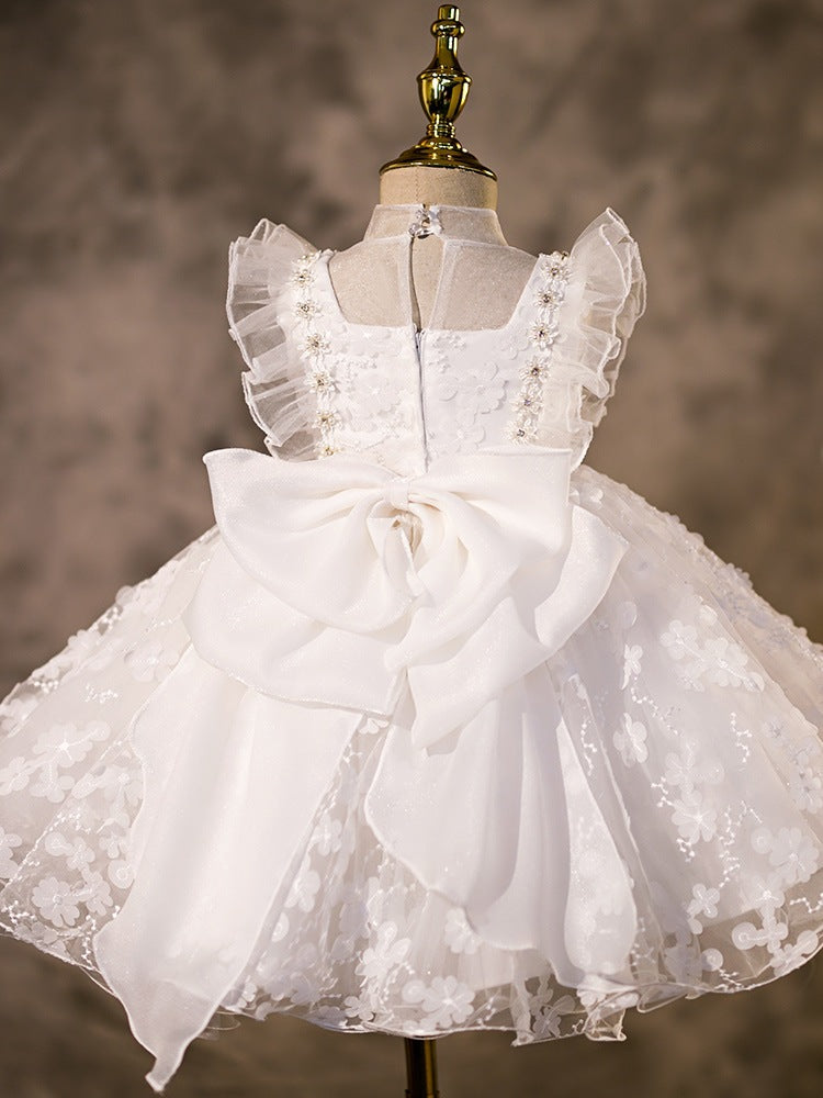 Robes de demoiselle d'honneur pour bébés filles - Élégante robe de princesse bouffante à volants pour premier communion