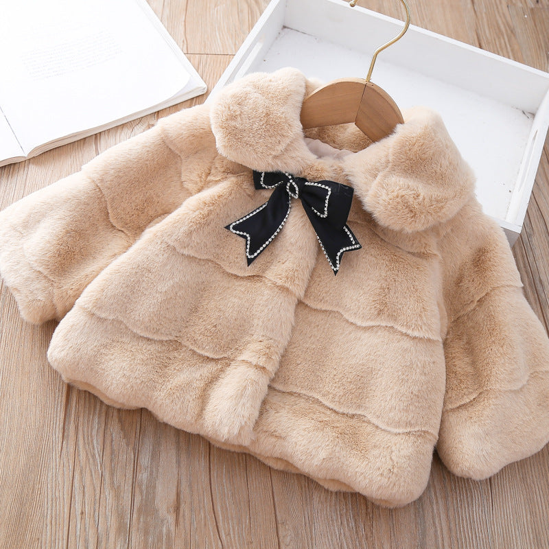 Manteau d'hiver avec nœud pour filles Tenue confortable pour filles