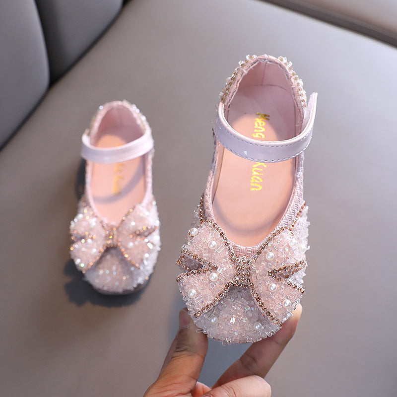 Chaussures d'été pour filles, chaussures de princesse avec nœud papillon et diamants pour anniversaire