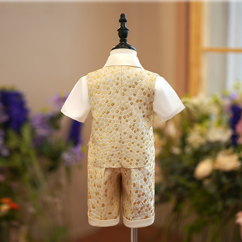 Ensemble de Costume Gilet Été Bébé Garçon Mariage Anniversaire