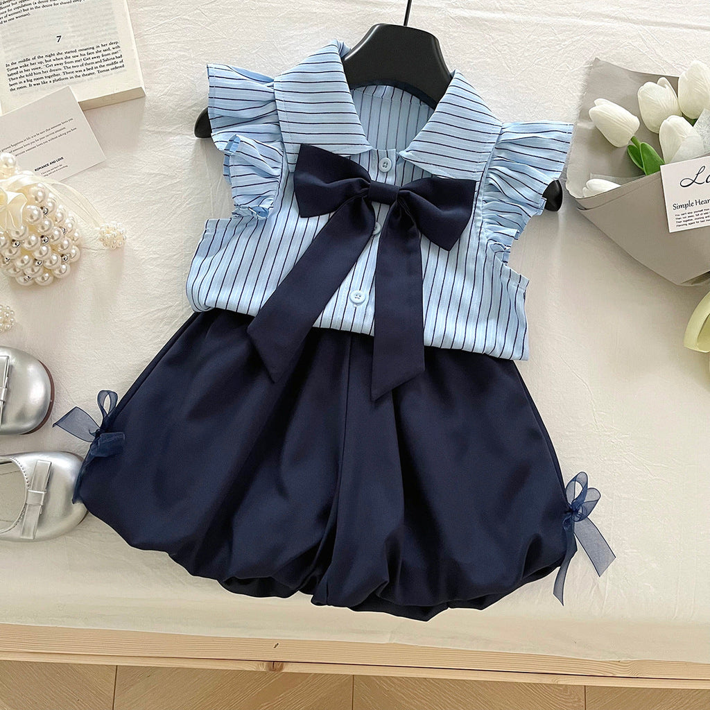 Ensemble deux pièces preppy d'été pour filles