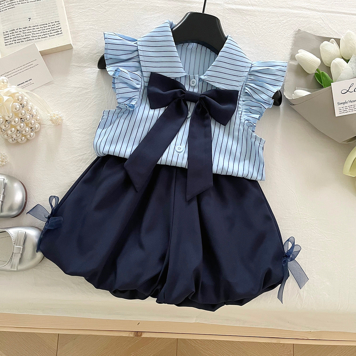 Ensemble deux pièces preppy d'été pour filles