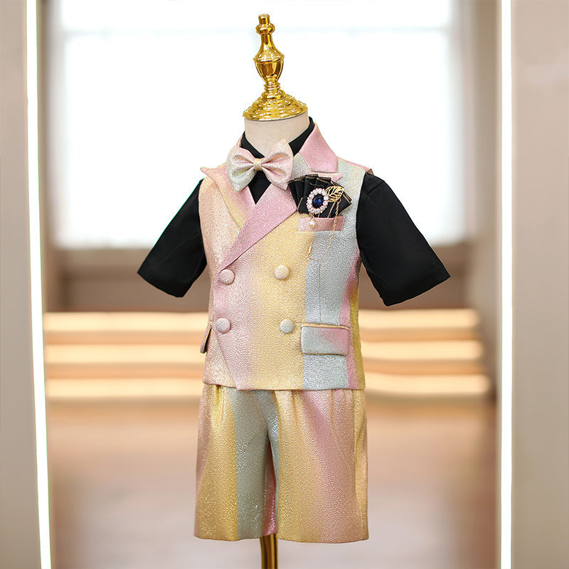 Ensemble de costume formel multicolore d'été pour anniversaire d'enfant garçon