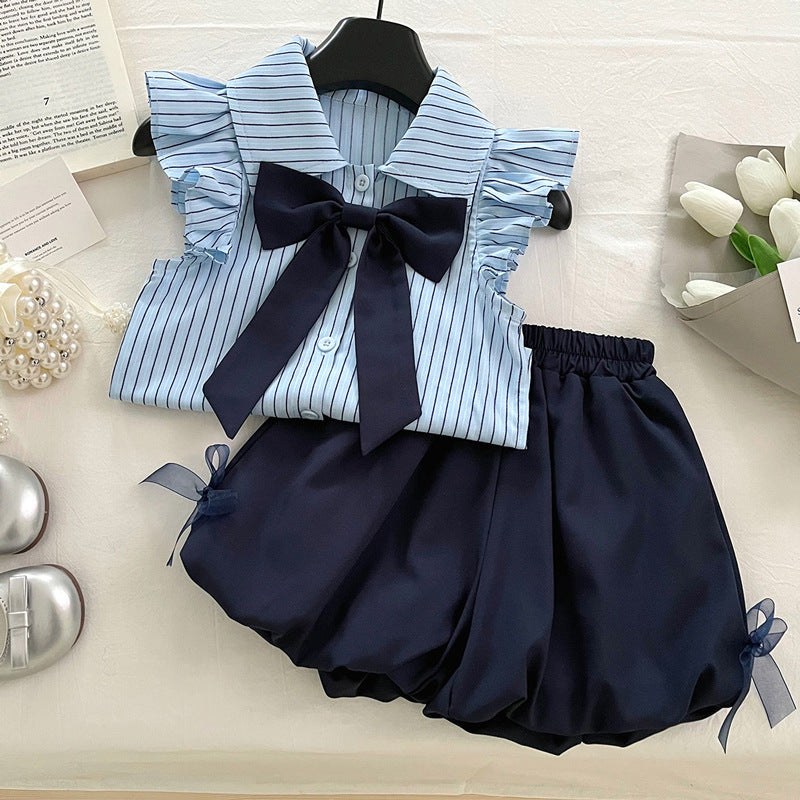 Ensemble deux pièces preppy d'été pour filles