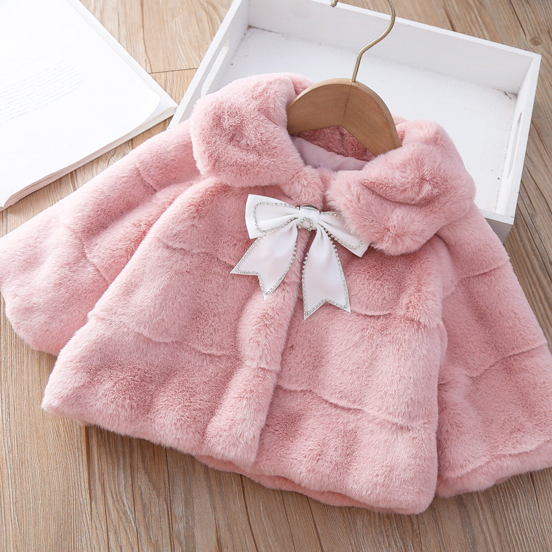 Manteau d'hiver avec nœud pour filles Tenue confortable pour filles