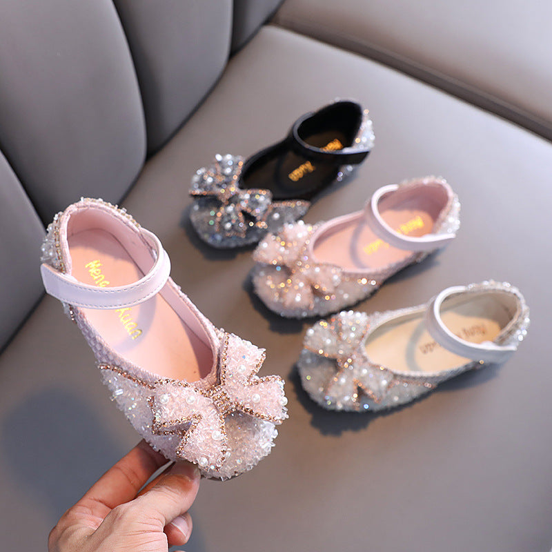 Chaussures d'été pour filles, chaussures de princesse avec nœud papillon et diamants pour anniversaire
