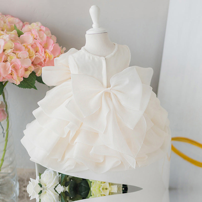 Robes de baptême Bébé Fille Été Élégante Robe de Demoiselle d'honneur Bouffante Robe de baptême