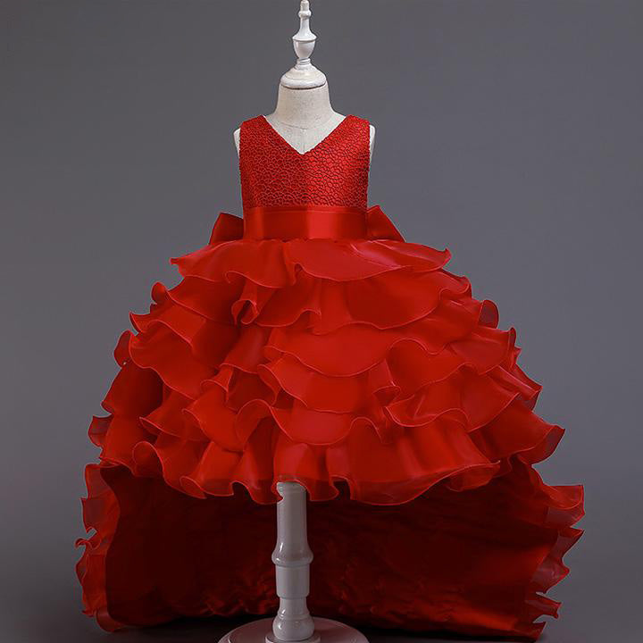 Robe de princesse pour concours de beauté pour fille, robe de soirée d'anniversaire moelleuse à sequins pour bébé fille