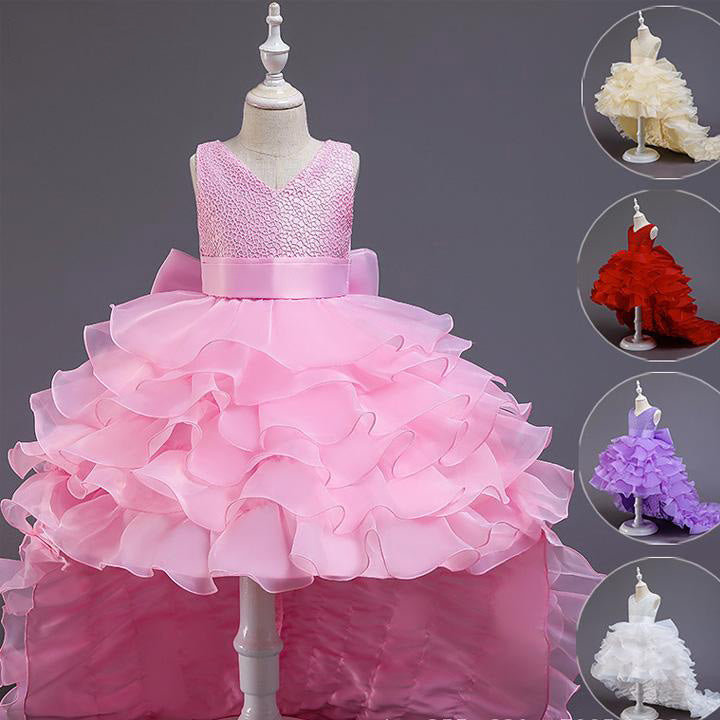Robe de princesse pour concours de beauté pour fille, robe de soirée d'anniversaire moelleuse à sequins pour bébé fille